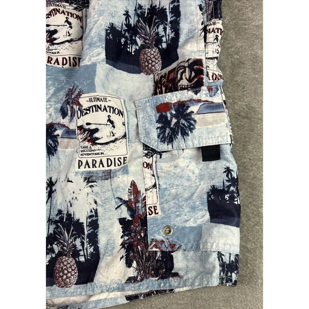 Croft & Barrow Medium Tropical Blue  Swim Trunks‎ Board Shorts Lined Hybrid